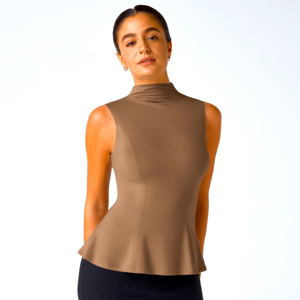 Halara Funnel Neck Peplum Work Tank Top